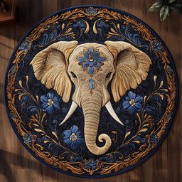 Sacred Elephant WN2904050CL Quilted Round Mat