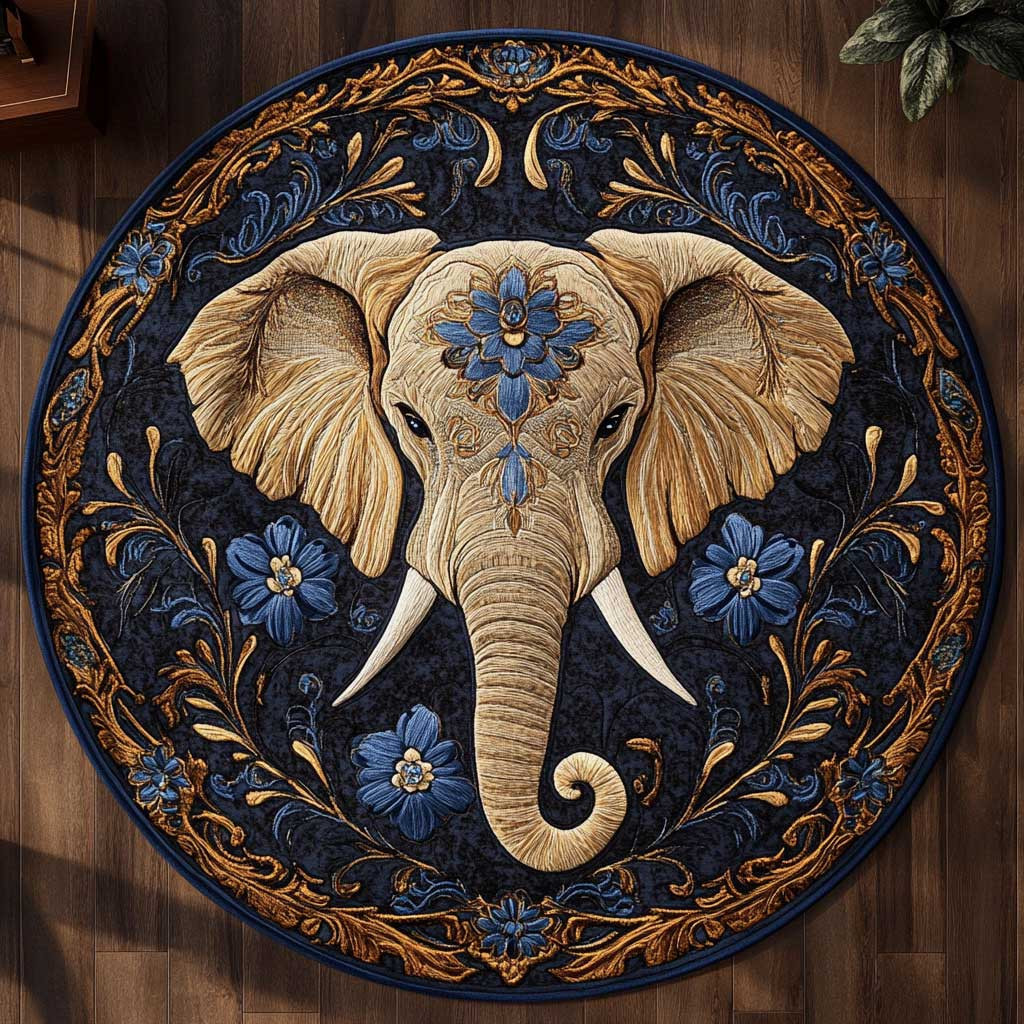 Sacred Elephant WN2904050CL Quilted Round Mat