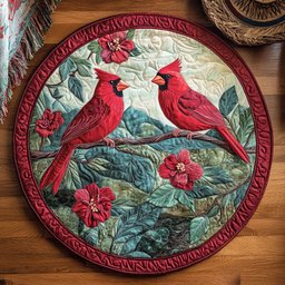 Couple Cardinal WY3004025CL Quilted Round Mat
