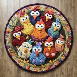 Happy Chicken WN2904020CL Quilted Round Mat
