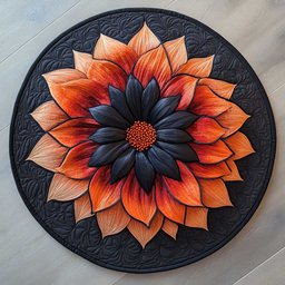 Dahlia Flame WN2804019CL Quilted Round Mat