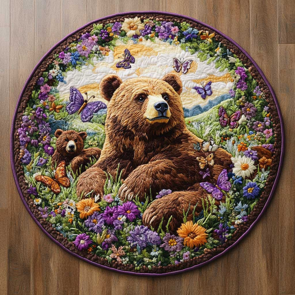 Butterfly Bear WN2904001CL Quilted Round Mat