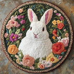 Blooming Bunny WN0505031CL Quilted Round Mat