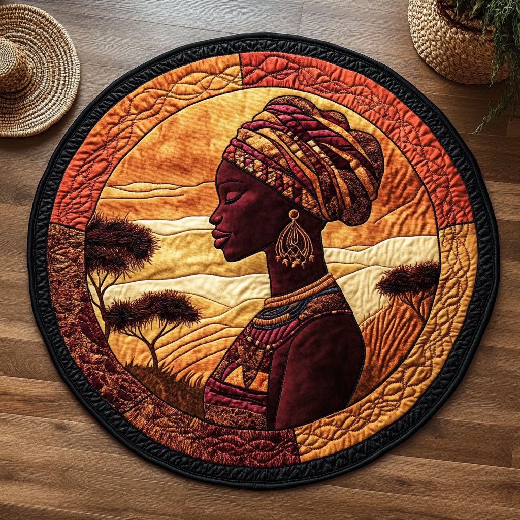 Beauty Of African Women WY2904046CL Quilted Round Mat