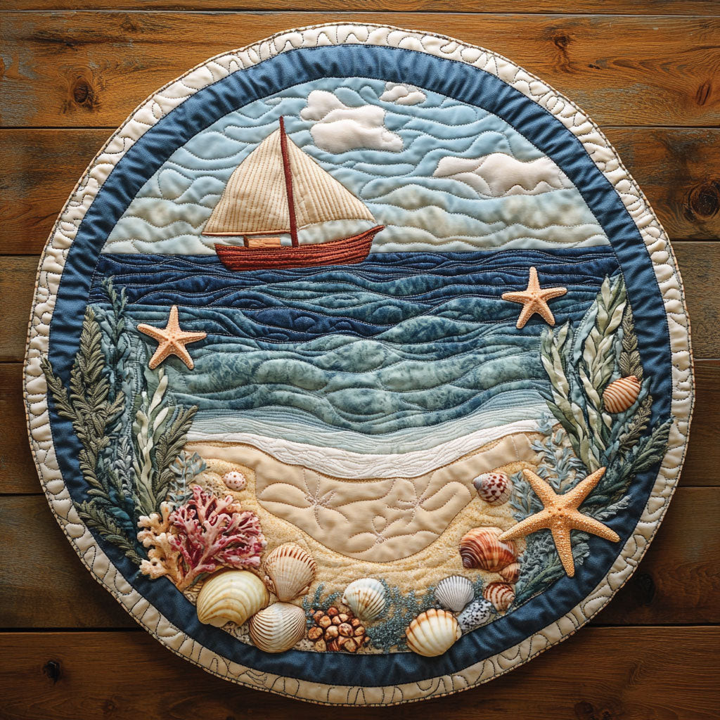 Seaside Serenity CP3004019CL Quilt Round Mat