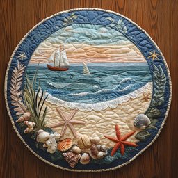 Seashell Shores CP3004018CL Quilt Round Mat