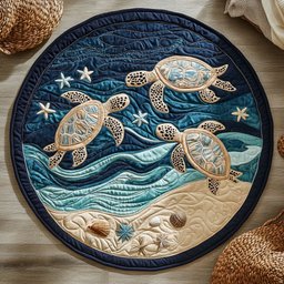 Marine Turtle WX2804040CL Quilted Round Mat