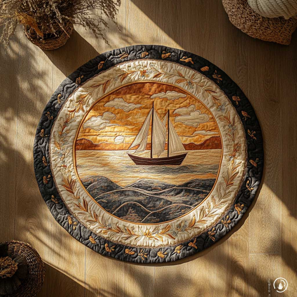 Sailing To The Horizon WN2304023CL Quilted Round Mat