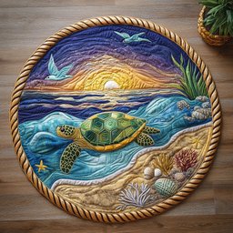 Shell of Calm CM2504050CL Quilted Round Mat