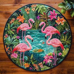 Tropical Flamingo CM2304025CL Quilted Round Mat