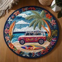 Summer Holiday WY2404018CL Quilted Round Mat