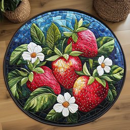 Strawberry Garden WP2204066CL Quilted Round Mat
