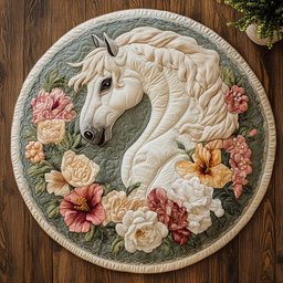 Horse Heart CM2304030CL Quilted Round Mat