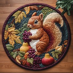 Autumn Squirrel CM2204008CL Quilted Round Mat