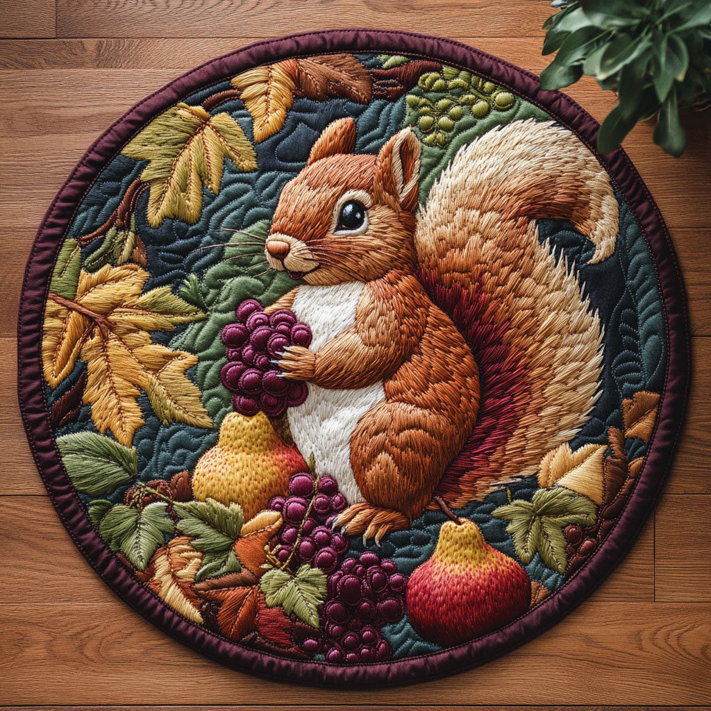 Autumn Squirrel CM2204008CL Quilted Round Mat