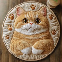 Adorable Golden Cat CP2004172CL Quilt Round Mat
