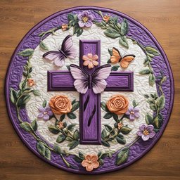 Butterfly Cross WN2304017CL Quilted Round Mat