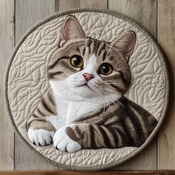 Laying Cute Cat CP2304001CL Quilt Round Mat