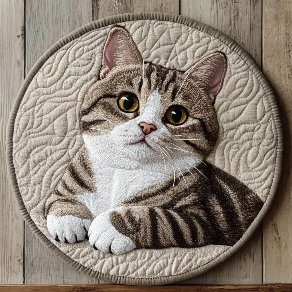 Laying Cute Cat CP2304001CL Quilt Round Mat