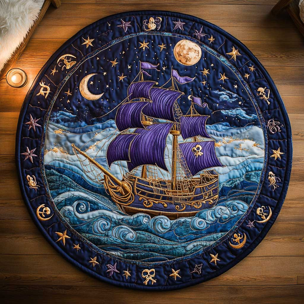 Storm Pirate Ship WN2404027CL Quilted Round Mat