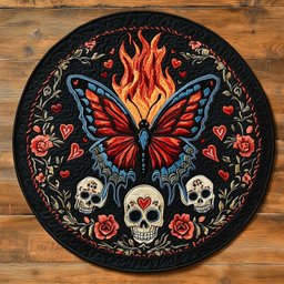 Fire Butterfly WN2504021CL Quilted Round Mat