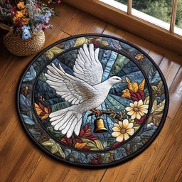 Dove In Ring Forest WY2204012CL Quilted Round Mat