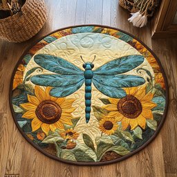 Sunflower Dragonly WY2404019CL Quilted Round Mat