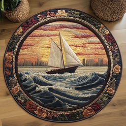 Ocean Breeze WN2304013CL Quilted Round Mat