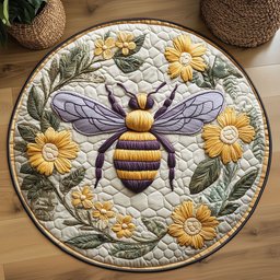 Summer Honey Bee WP2204067CL Quilted Round Mat