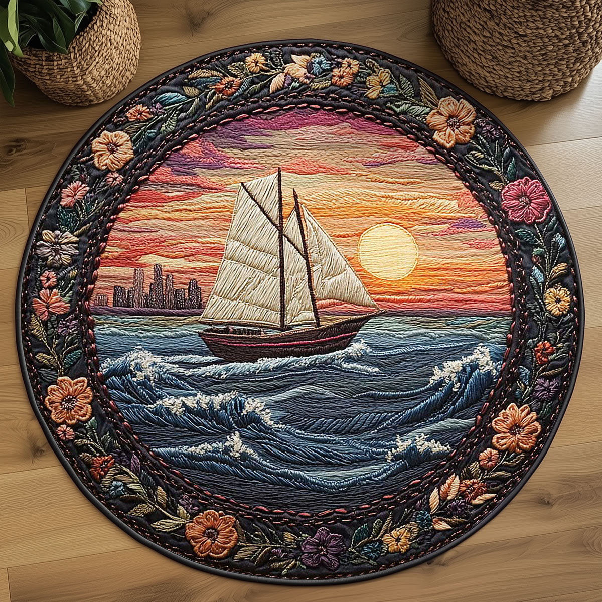 Wind In The Sails WN2304014CL Quilted Round Mat