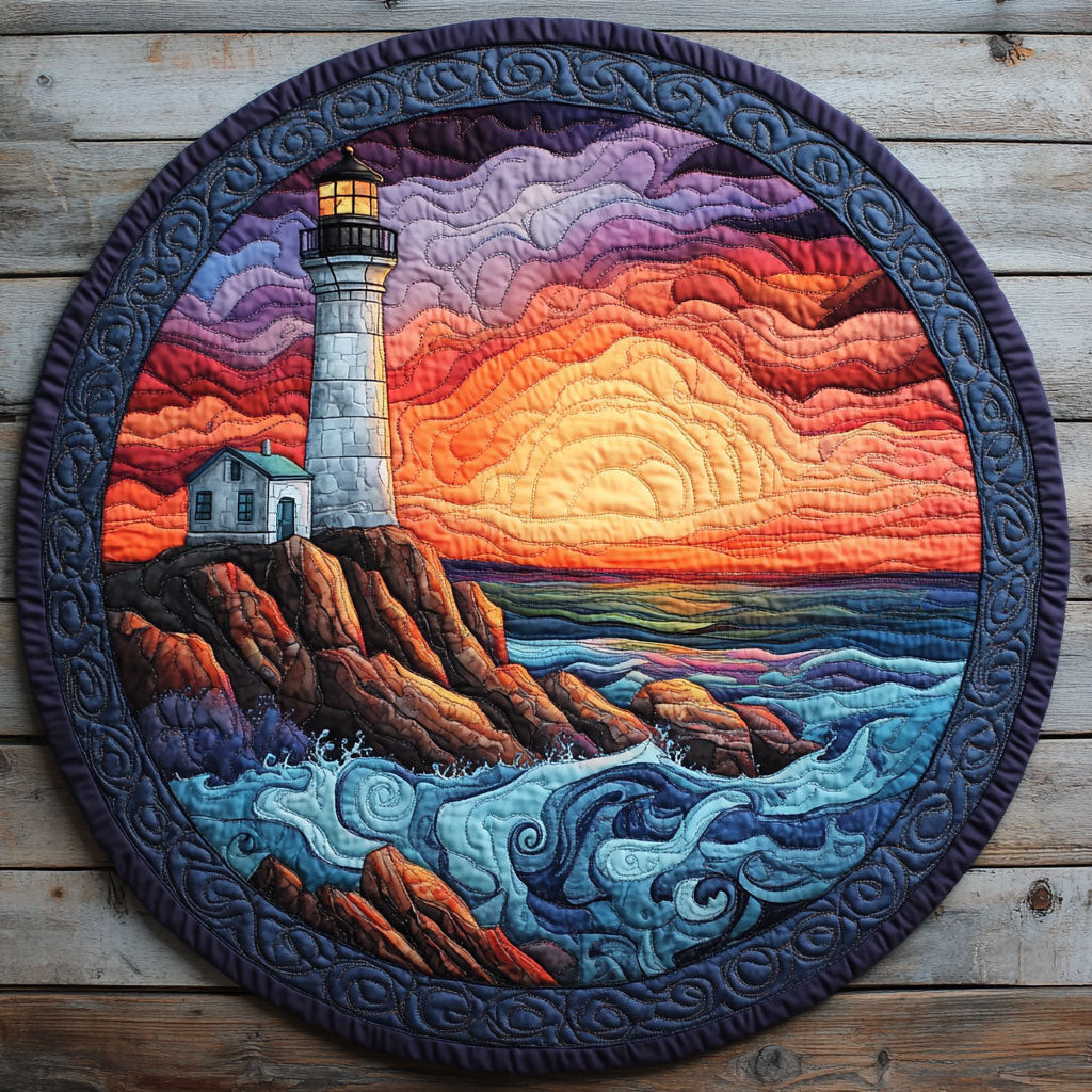 Charming Lighthouse CP2304015CL Quilt Round Mat