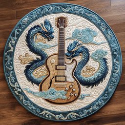 Dragon's Guitar WN2404005CL Quilted Round Mat