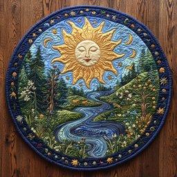 Light In Forest WY2404011CL Quilted Round Mat