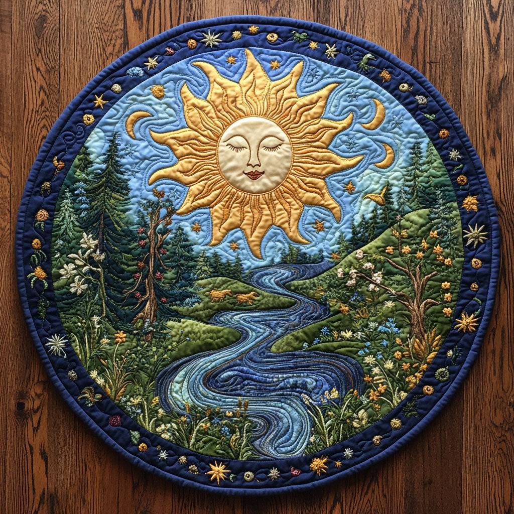 Light In Forest WY2404011CL Quilted Round Mat