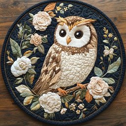 Rose And Owl CQ2404017CL Quilted Round Mat