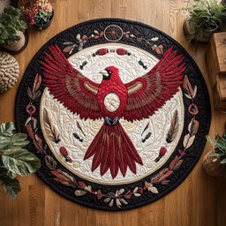 Glorious Native Cardinal WY2404008CL Quilted Round Mat