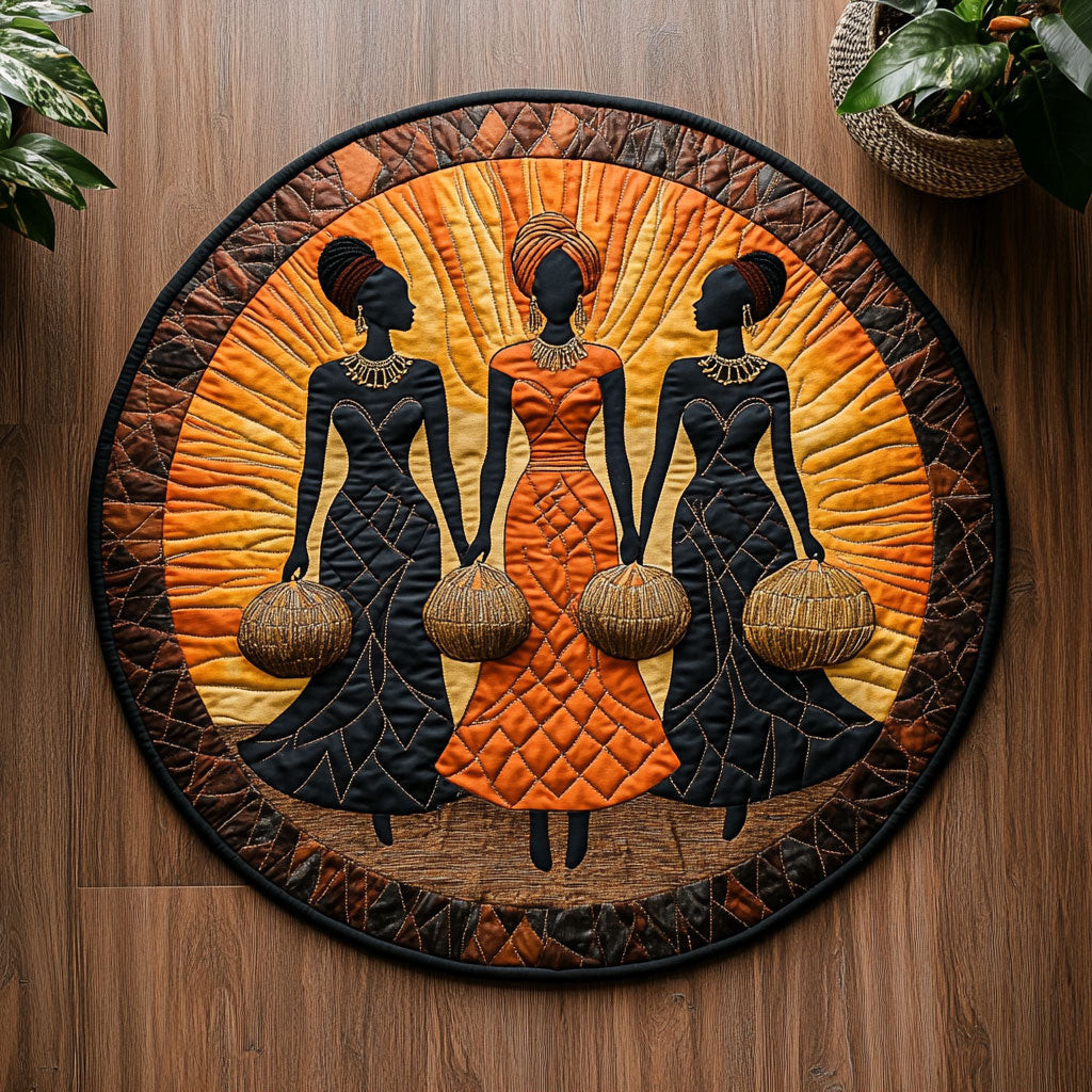 African Women WY2404001CL Quilted Round Mat