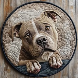 Puppy Eyes Pitbull CP2304007CL Quilt Round Mat