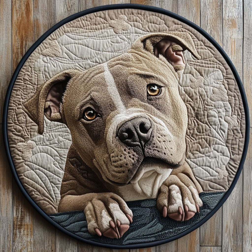 Puppy Eyes Pitbull CP2304007CL Quilt Round Mat