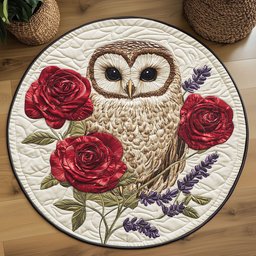 Majestic Owl Blossom WP2304014CL Quilted Round Mat