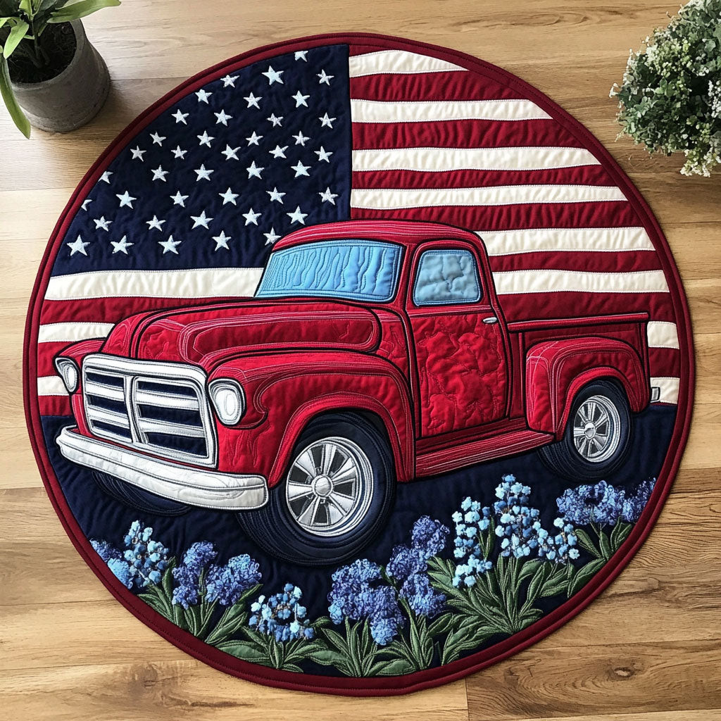 Patriotic Trunk CM2304031CL Quilted Round Mat