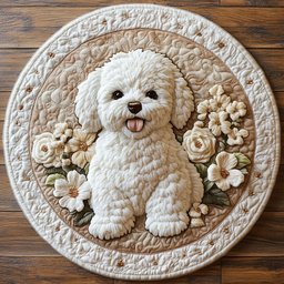 White Cute CP2004180CL Quilt Round Mat