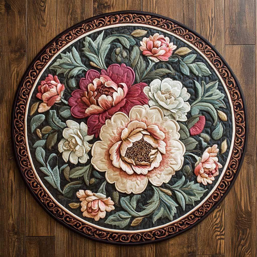 Blooming Beauty WN2204005CL Quilted Round Mat