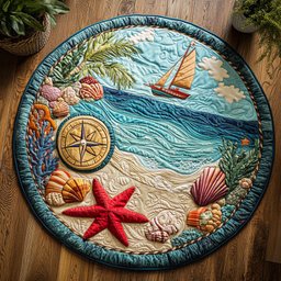 Exploration Beach WY2404009CL  Quilted Round Mat