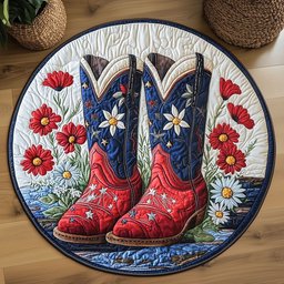 Western Floral Charm WP2304027CL Quilted Round Mat