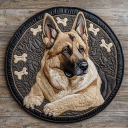 Laying German Shepherd CP2104009CL Quilt Round Mat