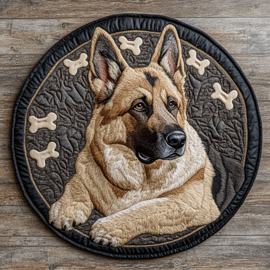 Laying German Shepherd CP2104009CL Quilt Round Mat