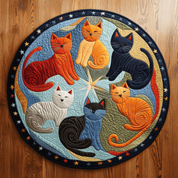 Cosmic Cats WY2804004CL Quilted Round Mat