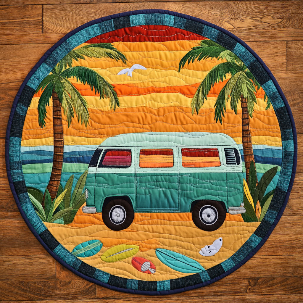 Beach Van CM2404053CL Quilted Round Mat
