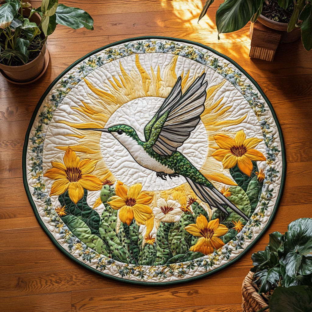 Radiant Of Hummingbird WY2404015CL Quilted Round Mat